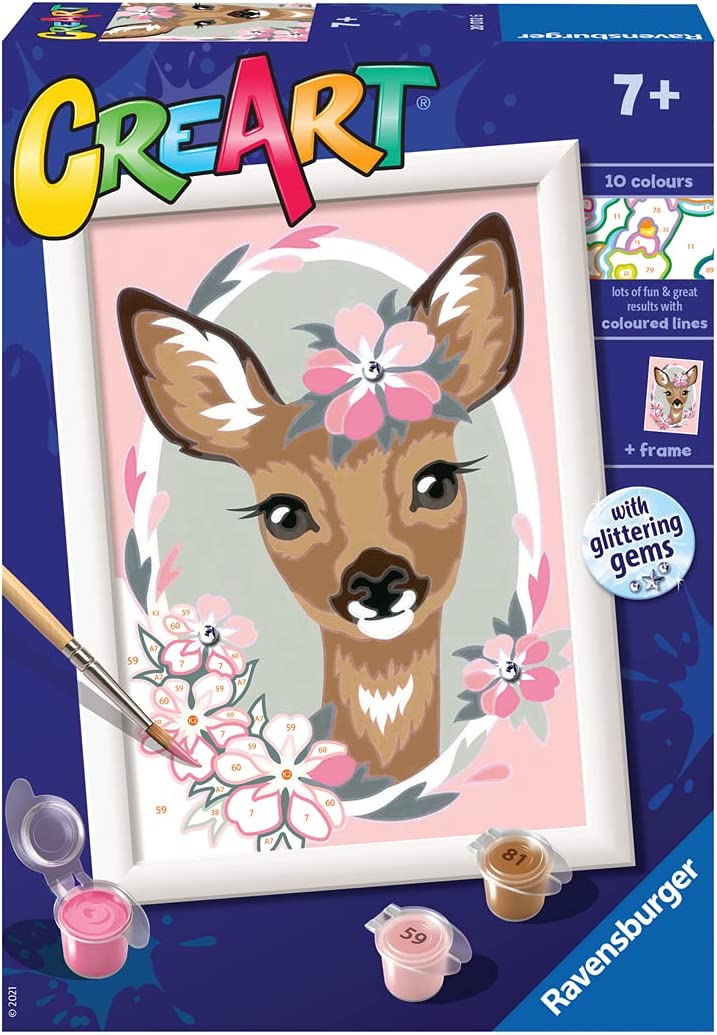 20072 Ravensburger - CreArt Serie E: Bambi, Kit per Dipingere con i Numeri,  Contiene una Tavola Prestampata, Pennello, Colori e Accessori, Gioco  Creativo per Bambini, Età 7+, Bambi – Full Toys