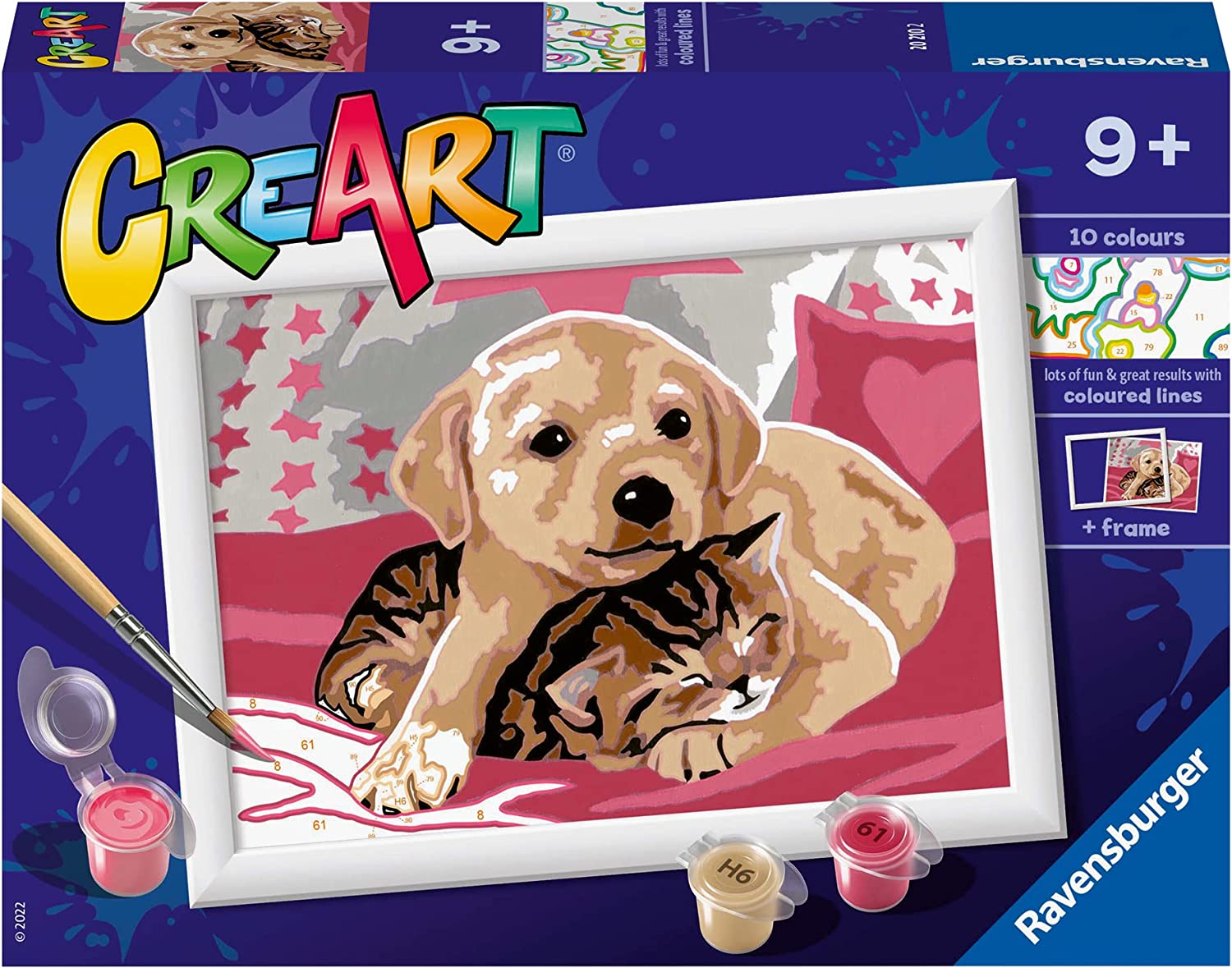 20210 Ravensburger - CreArt Serie E: Cane e gatto sulla coperta, Kit per  Dipingere con i Numeri, Contiene una Tavola Prestampata, Pennello, Colori e  Accessori, Gioco Creativo per Bambini, Età 9+ – Full Toys