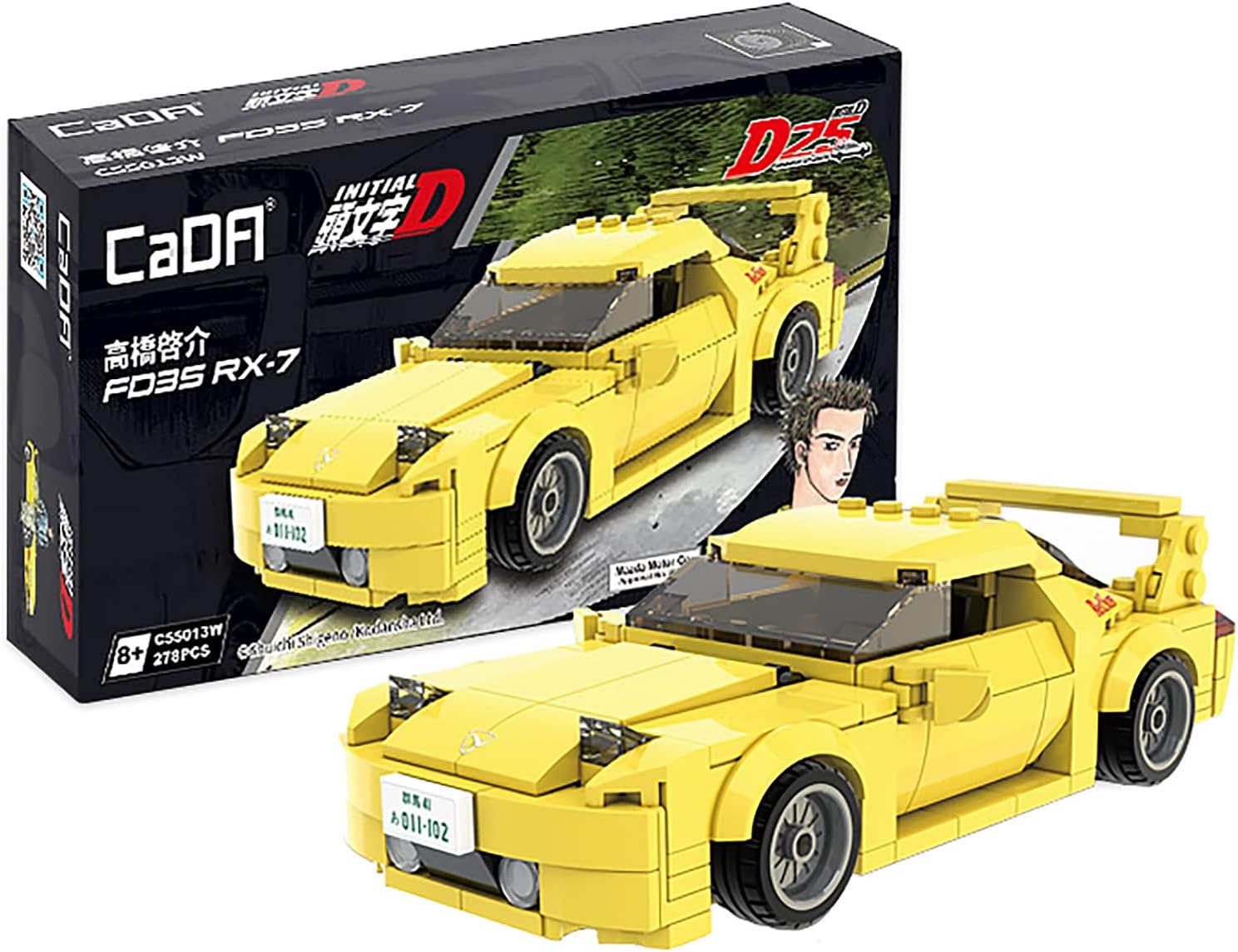 C55013W CaDA Initial D Mazda FD3S RX-7 scala 1:24 Set Costruzioni Auto