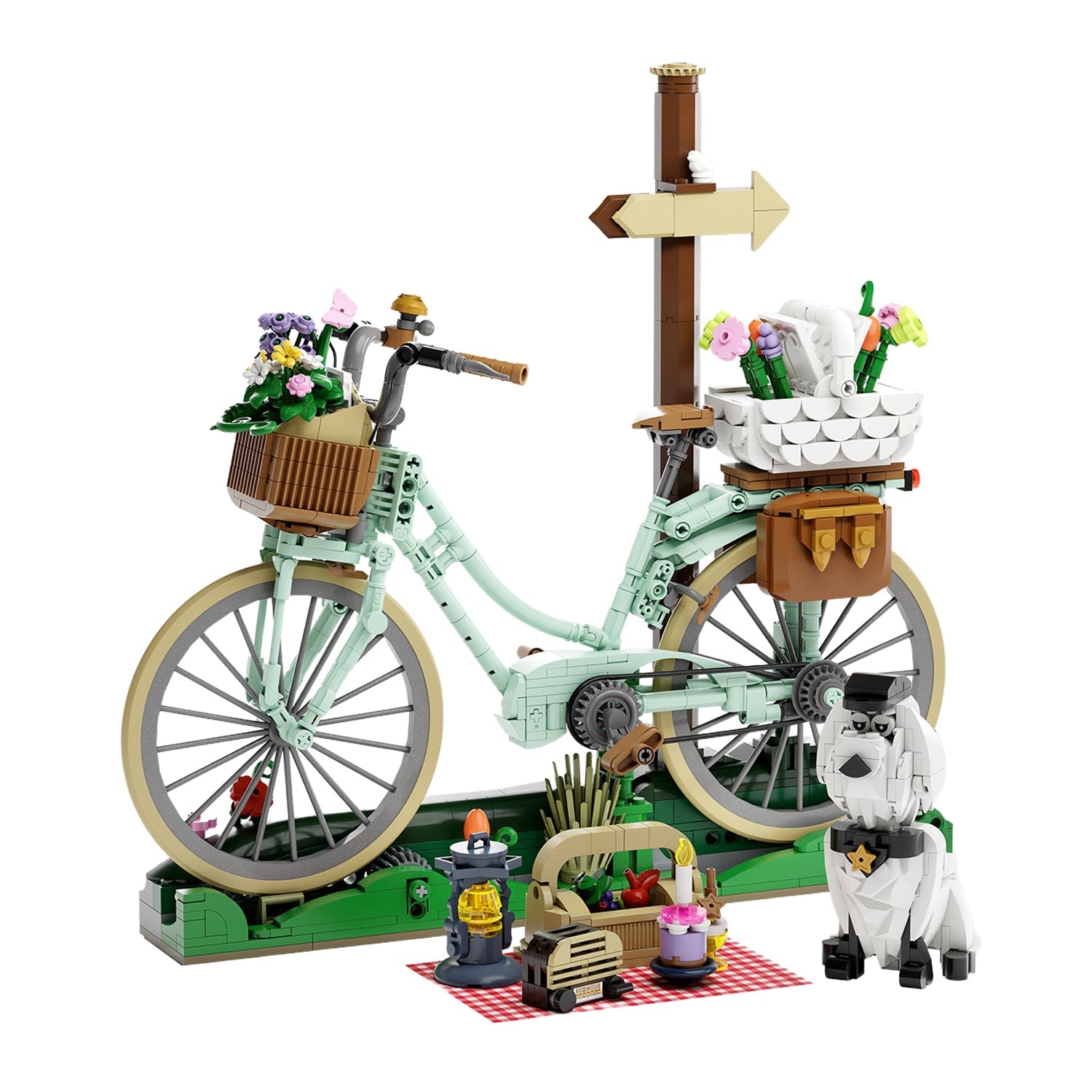 85059 Pantasy Retro Bicicletta per il Picnic di Primavera Set di Mattoncini
