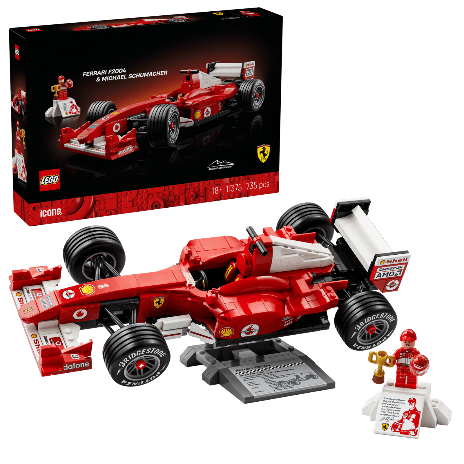 11375 LEGO® Icons Ferrari F2004 e Michael Schumacher Set F1