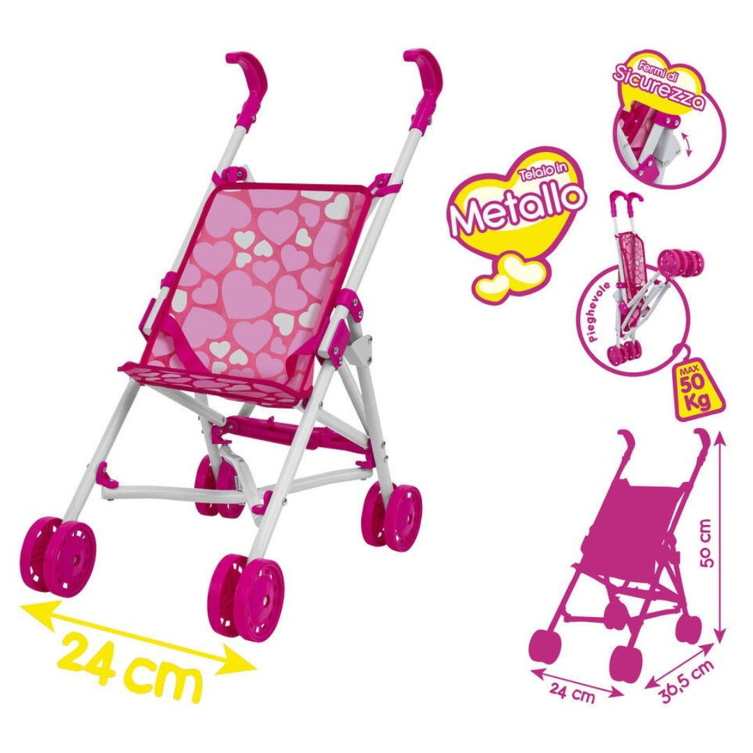 42491 Globo Passeggino per Bambole Richiudibile, Design Romantico, Portata 50kg