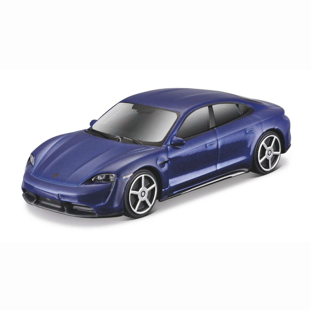 18-30433 Bburago Street Fire - Porsche Taycan, blu - Scala 1:43