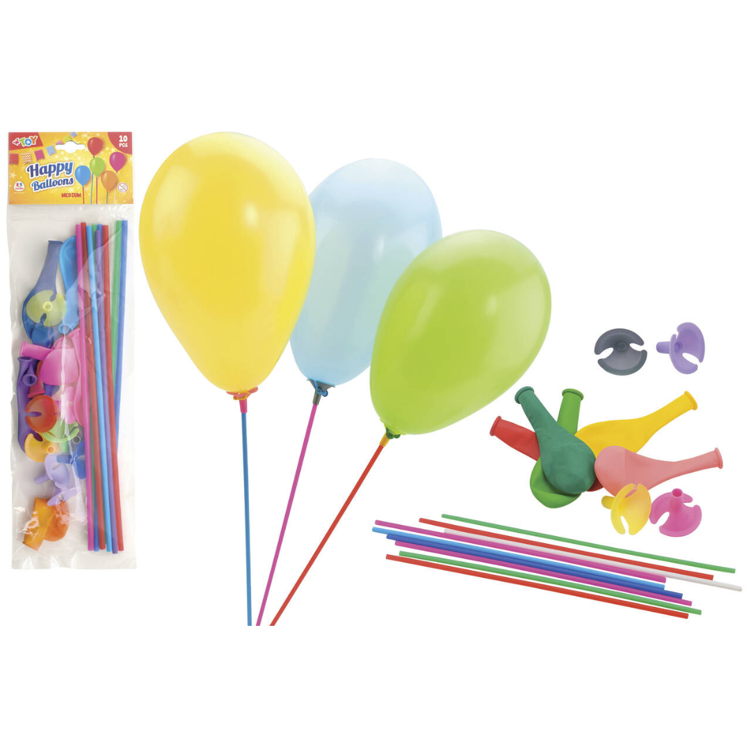 52034 GLOBO-PALLONCINI Con ASTA E PIEDISTALLO 10 PZ 20 CM