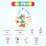 DIP76753 Dynit -Supermag Multicolor 45 Pezzi Costruzioni Magnetiche Educative 5+