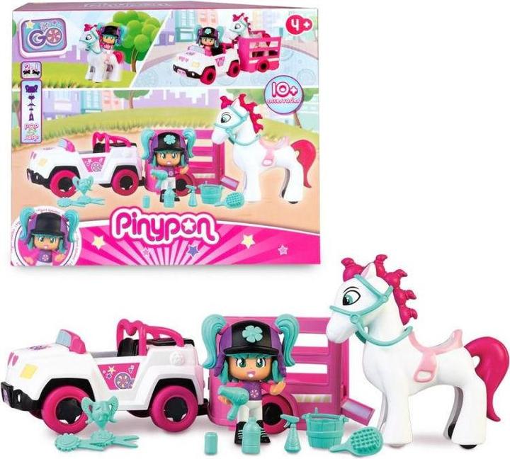 PNY25000 - Pinypon Let’s Go Auto con Rimorchio e Cavallo Playset