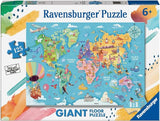 3146 Ravensburger - Mappa del mondo - Puzzle Giant Floor - 125 pezzi
