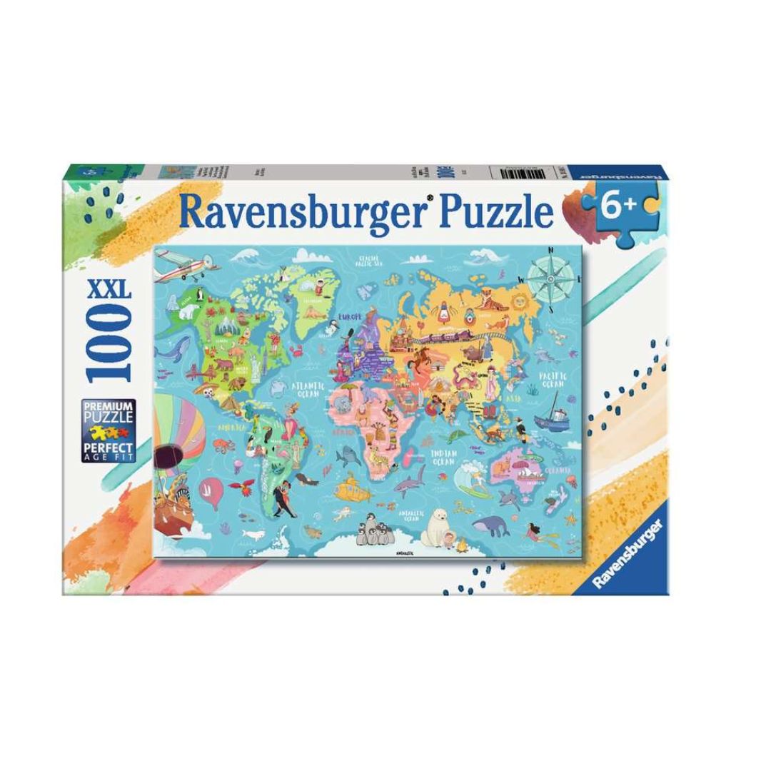 13343 Ravensburger - Mappa del mondo - Puzzle XXL - 100 pezzi
