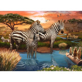17376 Ravensburger - Zebre alla pozza d'acqua - Puzzle 500 pezzi