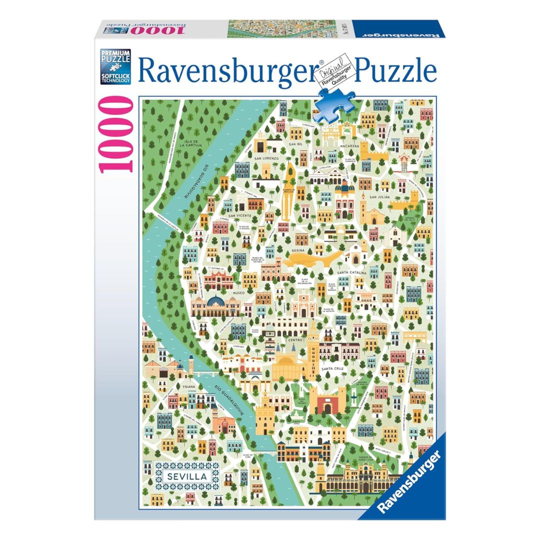 17607 Ravensburger PUZZLE ADULTI 1000 pz Illustrati Map of Seville