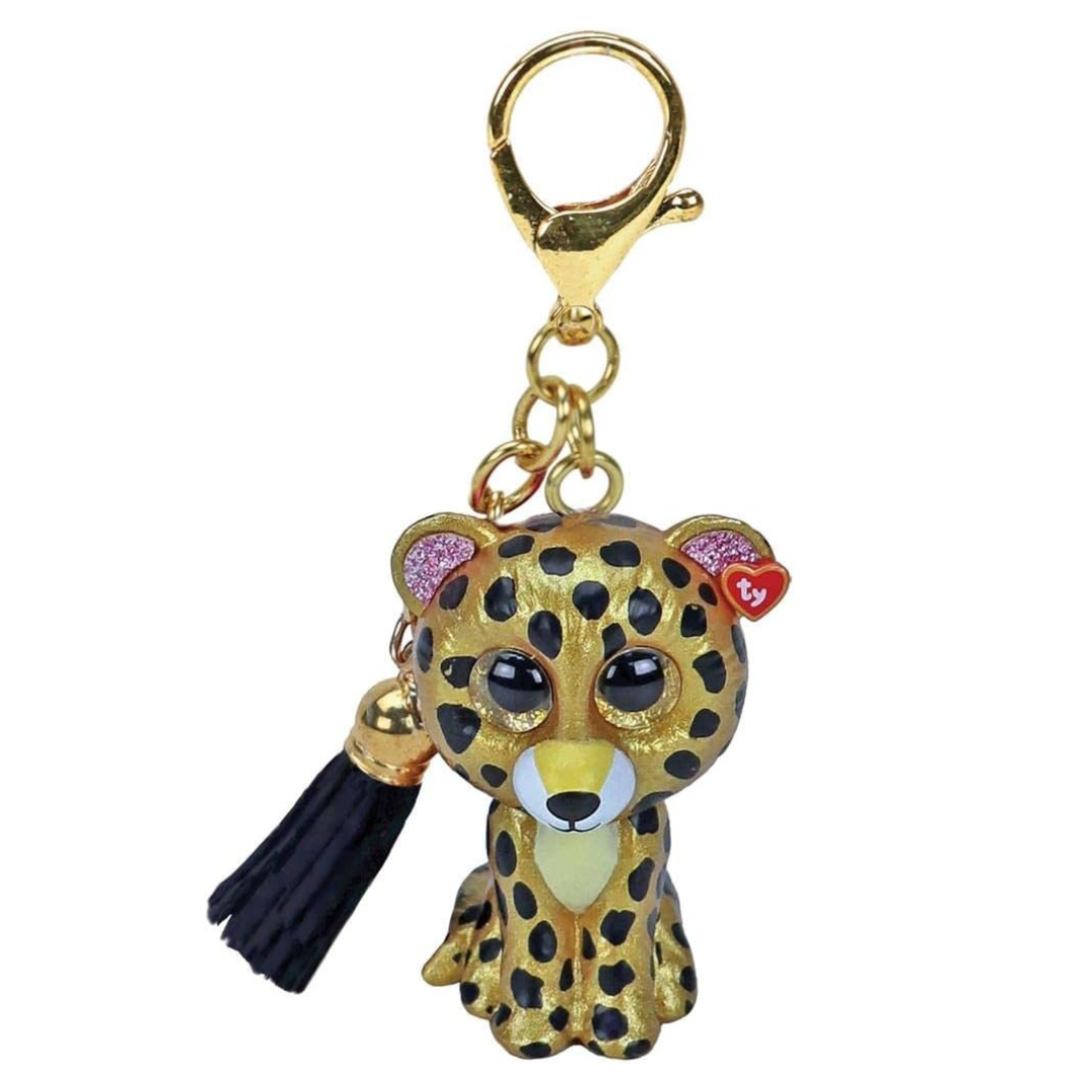 T25061 MINI BOOS CLIPS Leopardo Sterling portachiavi occhi scintillanti 10 cm