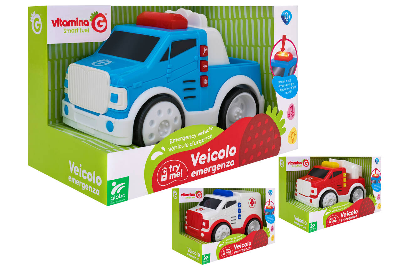 05344 Vitamina G Globo VEICOLI EMERGENZA PUSH & GO con luci e suoni TRY-ME