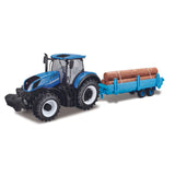 18-44068 Bburago Farmland Trattore New Holland T7.315 HDtras porto tronchi 1:32