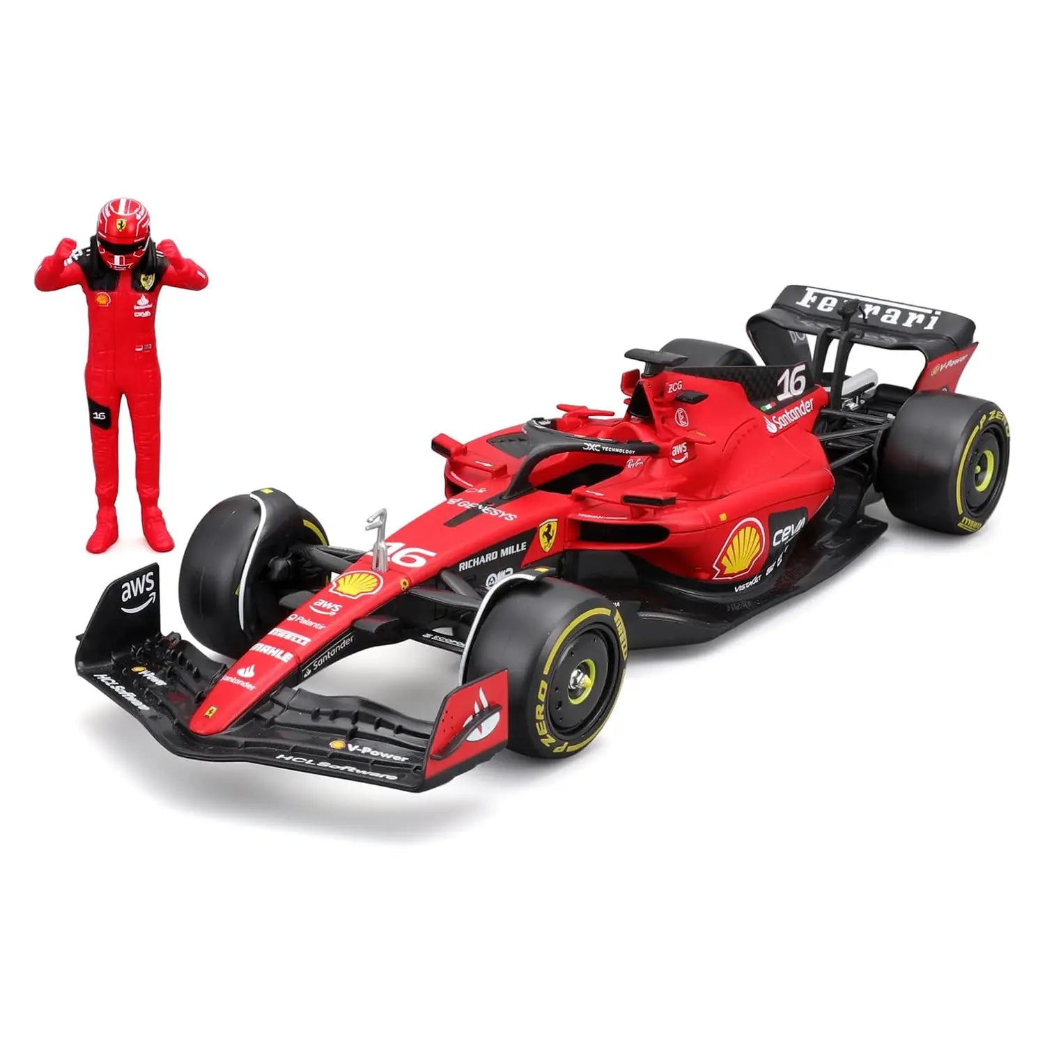 * 18-26809L Bburago Formula Racing F1 Ferrari SF-23 #16 con Pilota Incluso 1:24