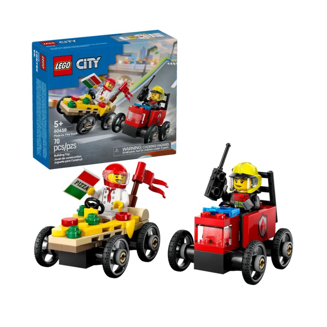 60458 LEGO City - Pack veicoli da corsa: pizzaiolo contro pompiere