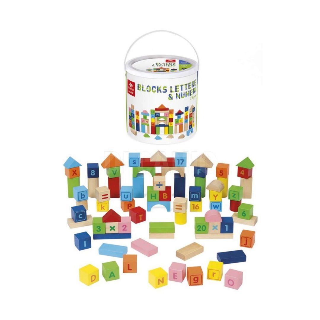 053858 Dal Negro - Blocks lettere e numeri - 75 pezzi in legno