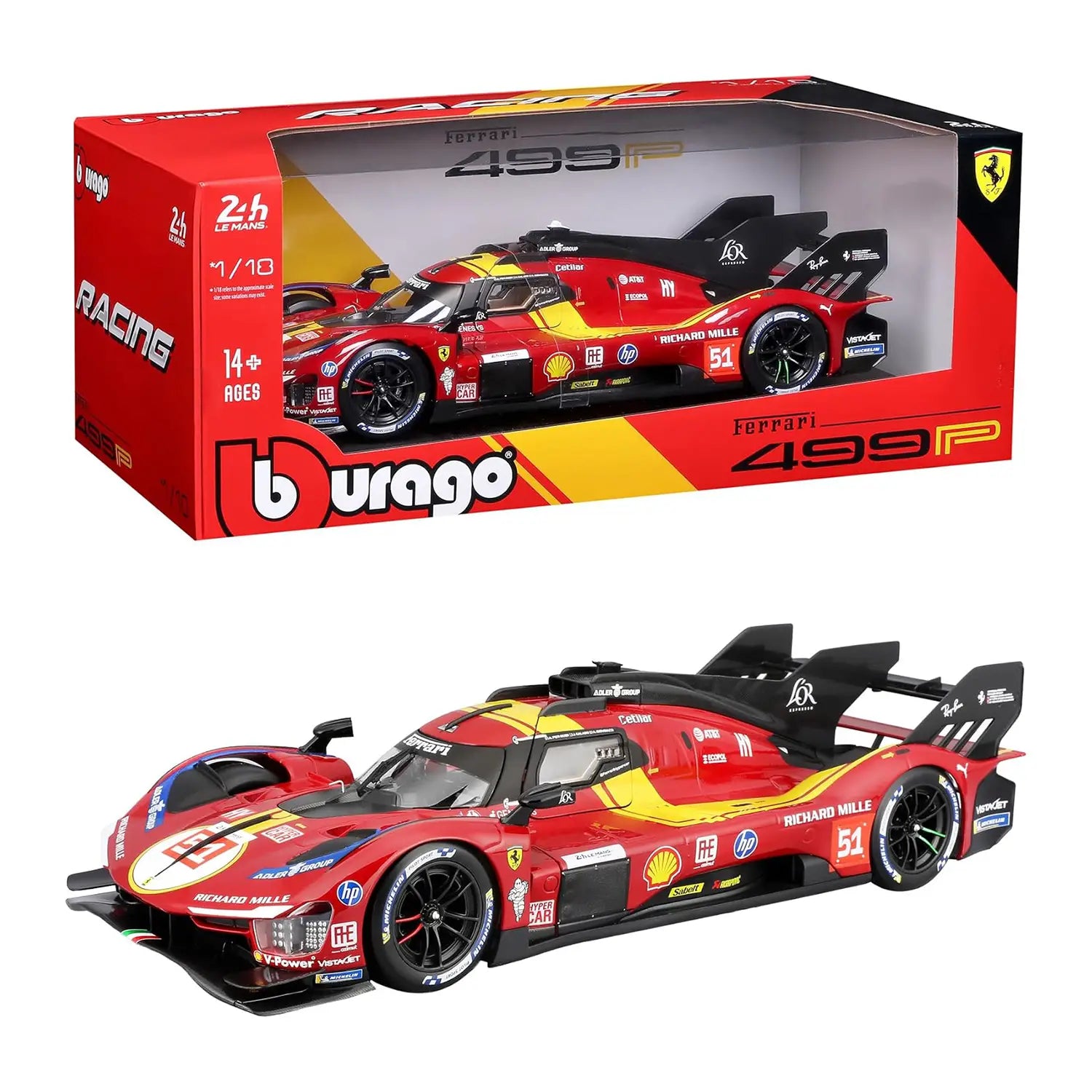 18-16301 Bburago Ferrari Racing - Ferrari 499P #51 - 24H Le Mans - Scala 1:18