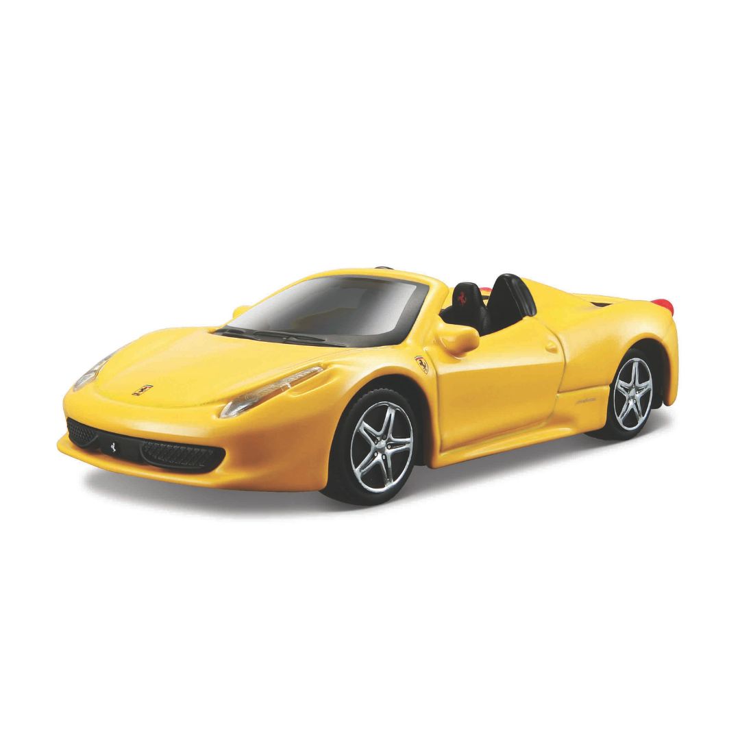 18-36000 Bburago Ferrari Race&Play - Ferrari 458 Spider, gialla - Scala 1:43