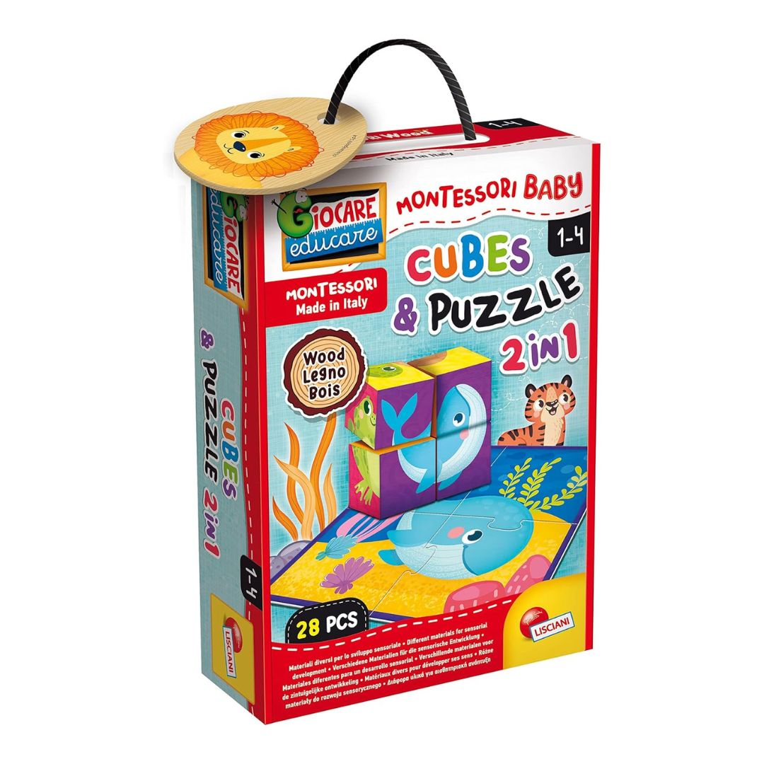 98347 Lisciani - Giochi Montessori: Cubi e puzzle 2in1