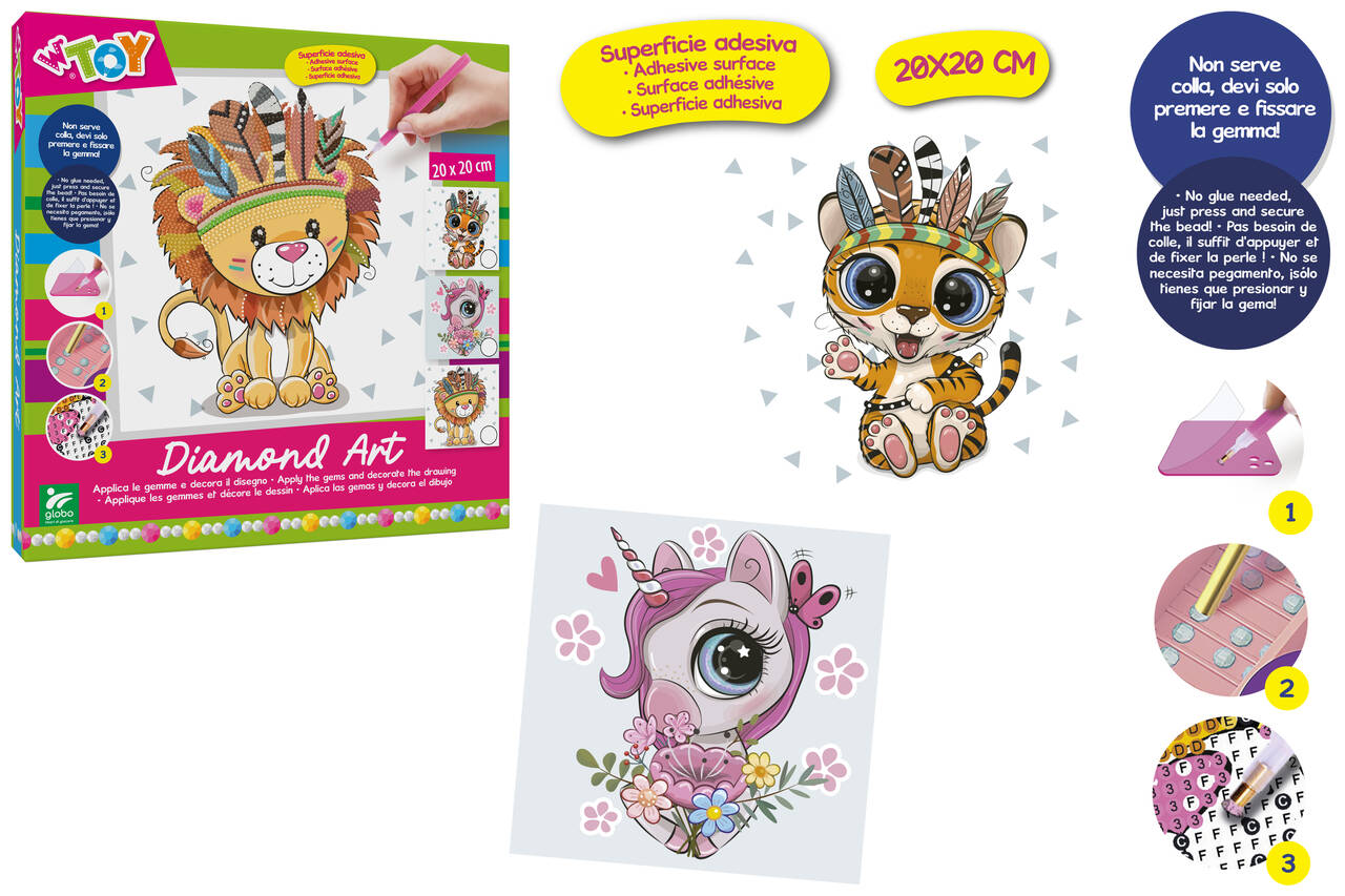 Globo 42808 kit Diamond Painting con Canvas 20x20 cm diamantini