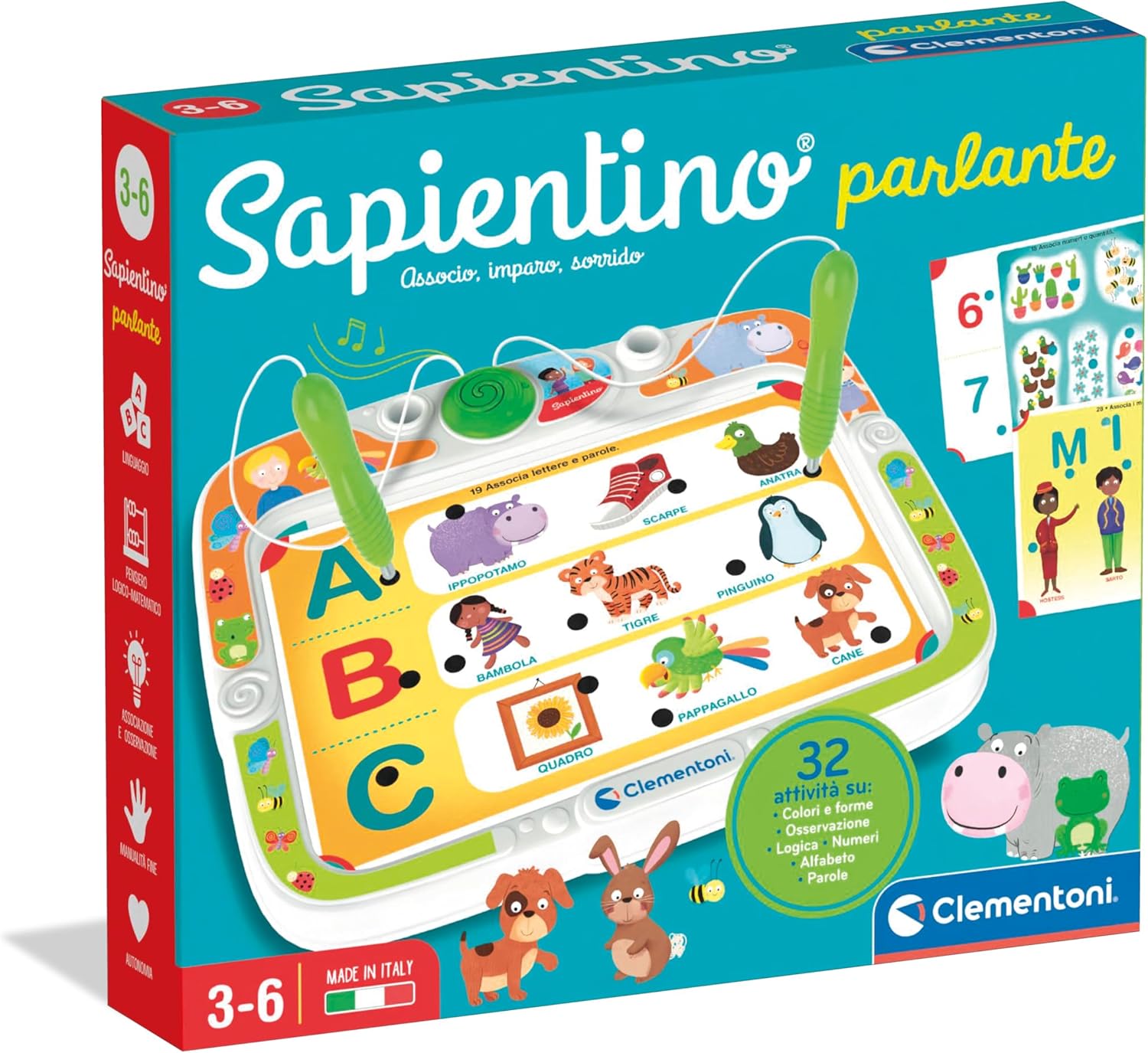 16472.1 Clementoni SAPIENTINO PARLANTE Gioco Educativo con Penna Parlante
