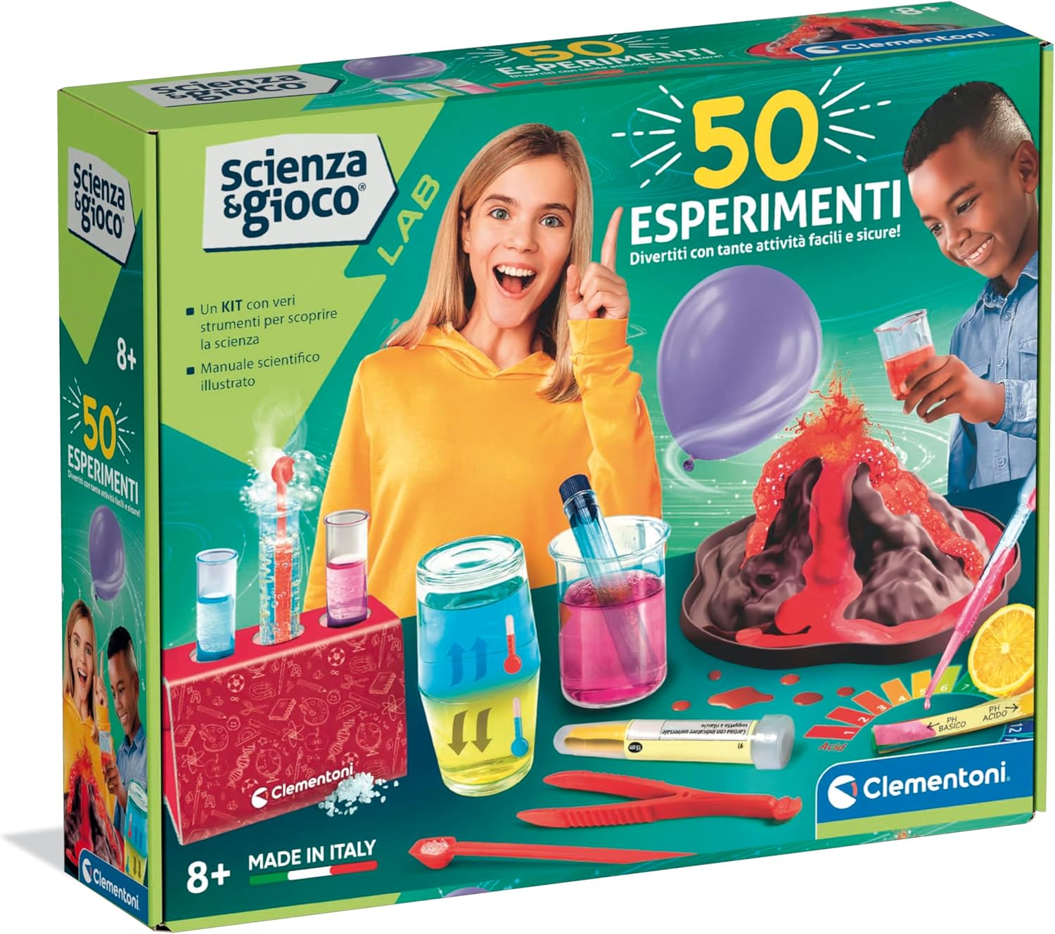 19430.8 Clementoni Scienza e Gioco 50 Esperimenti, Laboratorio Scientifico