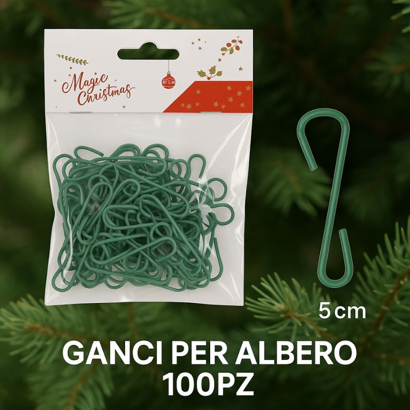 1A100G258/2S 100 Pezzi Ganci in Metallo Verdi per decorare l albero di Natale