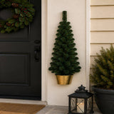 Albero di Natale da Muro 90 cm 108 Punte con Vaso Dorato Albero Salvaspazio