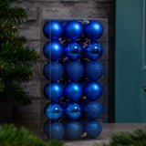 Set 36 Palline di Natale Blu da 6 cm Opache, Lucide e Glitterate SM-D029B