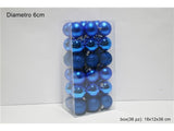 Set 36 Palline di Natale Blu da 6 cm Opache, Lucide e Glitterate SM-D029B