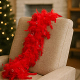 Sciarpa di Piume Rosse 40g Accessorio Decorativo per Feste e Costumi EH-40G-RE