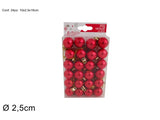 SV2524-01S03 Box 24 Palline Natale Rosse Lucide 2,5 cm Decorazioni Albero