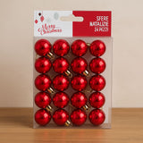 SV2524-01S03 Box 24 Palline Natale Rosse Lucide 2,5 cm Decorazioni Albero