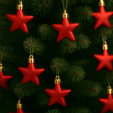 MV5012-2S Palle di Natale Rosse Satinate con Stelle 5 cm 12 pz in PVC