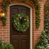 Ghirlanda natalizia 35 cm con aghifoglio, bacche rosse e pigne C35309-14R