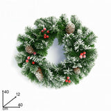Ghirlanda Natalizia Tonda Innevata Ø40 cm con Pigne e Bacche WYP1580RCF