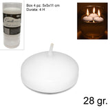 Candele Galleggianti Bianche 4 pz 28g Durata 4 Ore HL-FSQ28/4