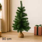 Albero di Natale 90 cm con Base in Juta 90 Punte Folto e Compatto N3090A2