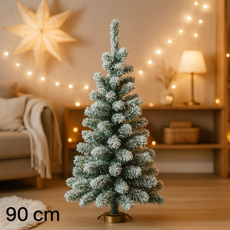Albero di Natale Innevato 90 cm 90 Punte con Base in Juta Modello N3090A2F