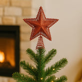 Puntale Stella Glitterata in PVC Rosso Decorazione Albero di Natale SXP171850/R