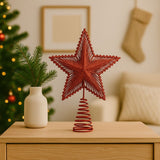 Puntale Stella Glitterata in PVC Rosso Decorazione Albero di Natale SXP171850/R
