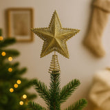 Puntale Stella Glitterata in PVC Oro Decorazione per Albero di Natale SXP171850G