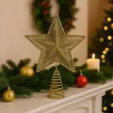 Puntale Stella Glitterata in PVC Oro Decorazione per Albero di Natale SXP171850G