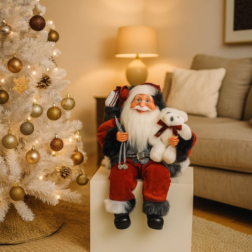 Babbo Natale Seduto 45 cm Rosso Decorazione Natalizia Classica YS19103