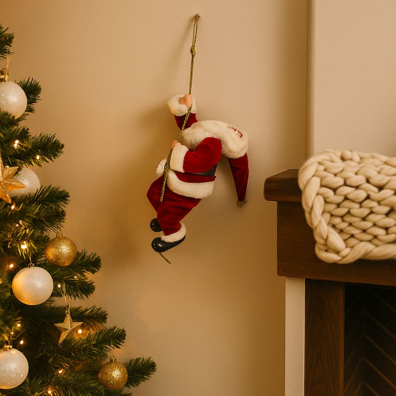 Babbo Natale con Corda 45 cm Addobbo Natalizio da Appendere YS19104