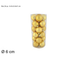 Set 24 Palle di Natale Oro Ø6 cm 4 Finiture Assortite Box PVC 3A24E05G498