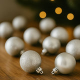 Set 24 Palle di Natale Silver Ø6 cm 4 Finiture Box PVC 3A24E05G498/S