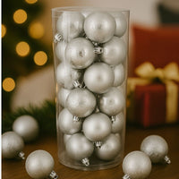 Set 24 Palle di Natale Silver Ø6 cm 4 Finiture Box PVC 3A24E05G498/S