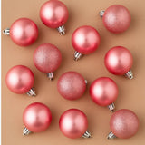 Set 24 Palle di Natale Rosa Ø6 cm 4 Finiture Assortite Box PVC 3A24E05G498