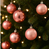 Set 24 Palle di Natale Rosa Ø6 cm 4 Finiture Assortite Box PVC 3A24E05G498